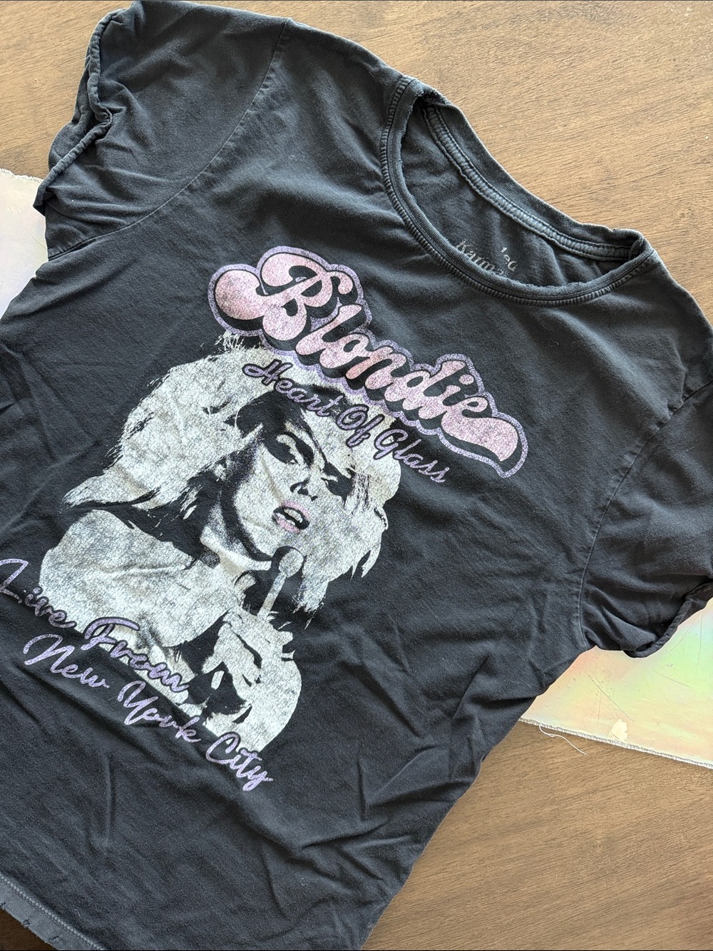 Recycled Karma Blondie 'Heart of Glass' Black Graphic Tee